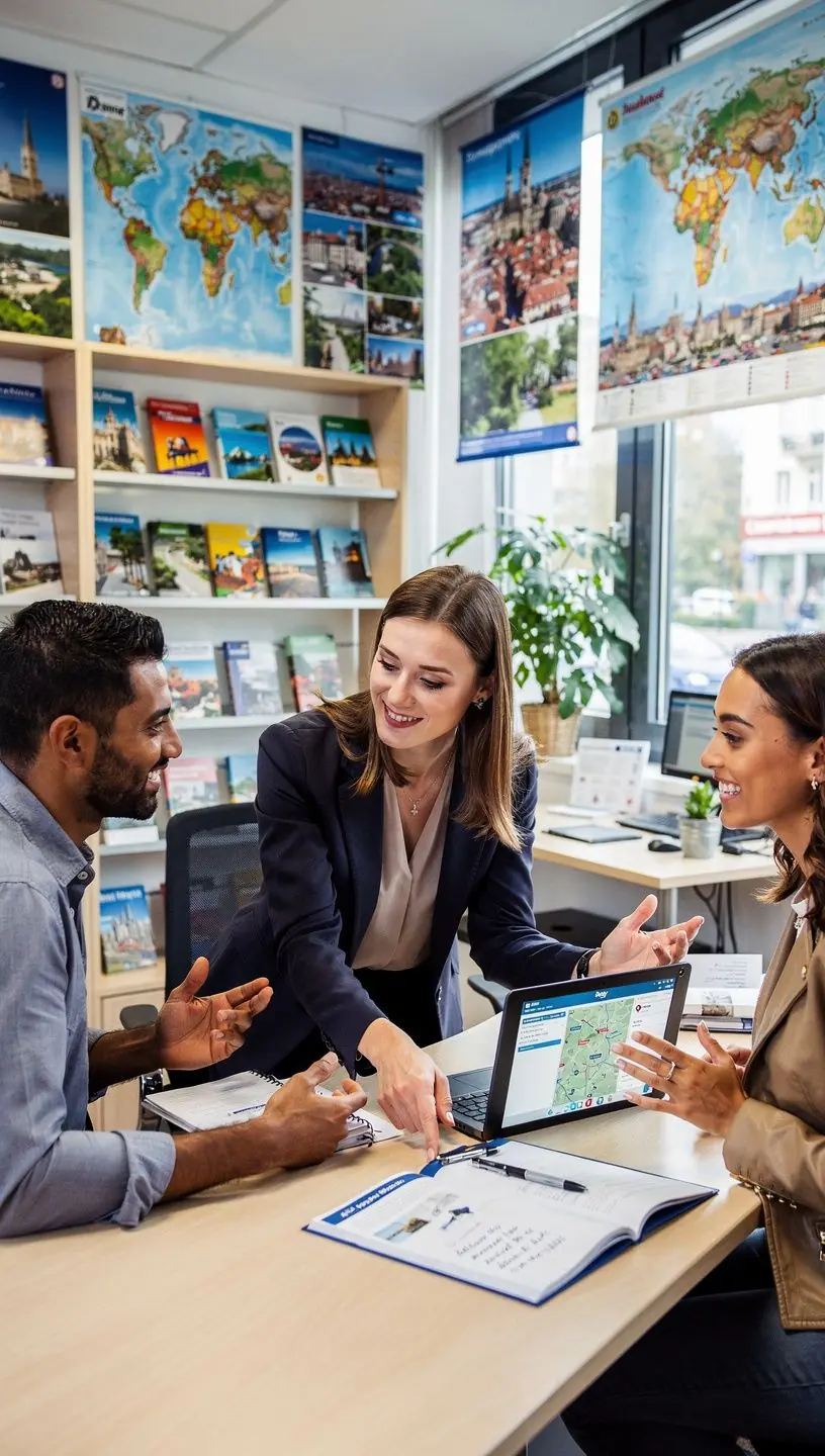 Eine entspannte Straßenszene mit Radfahrern und Fußgängern in einer deutschen Stadt.